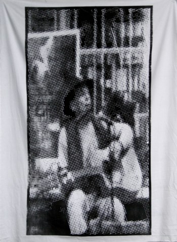 Busker (Johnny Carter). Linocut on Cloth, Image size (102cmx185cm ) 2010 .