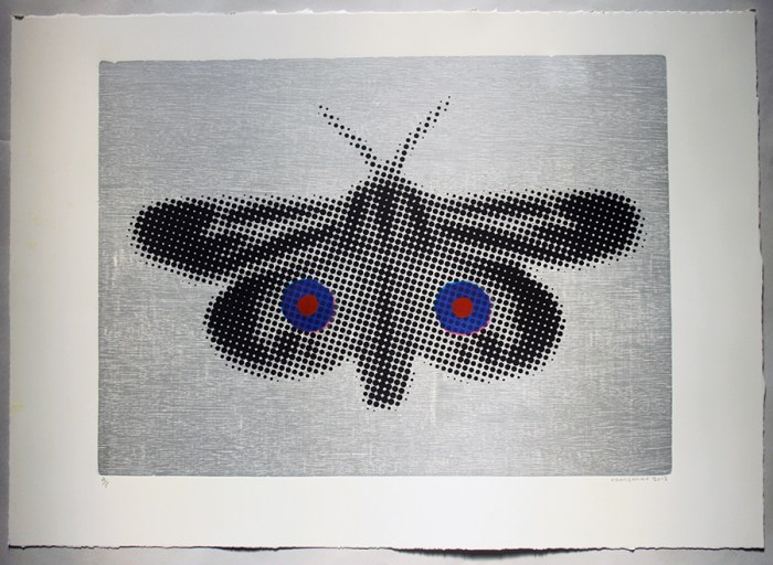 Moth.Silkscreen and Woodblock on paper Image size 48cmx35 Paper size 63cmx40cm 2013